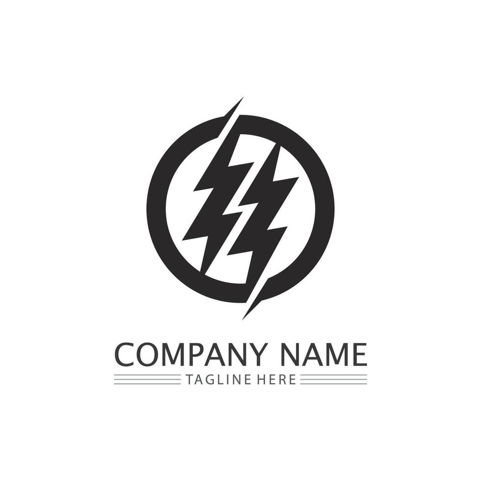 der Power-Vektor, Flash-Ogo und Thunderbolt und Icon Electricity Illustration Template Design vektor