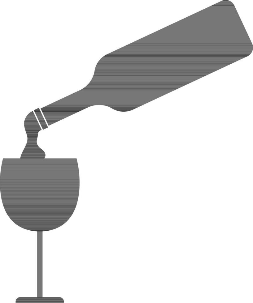 tjänande vin i en glas med en flaska. vektor
