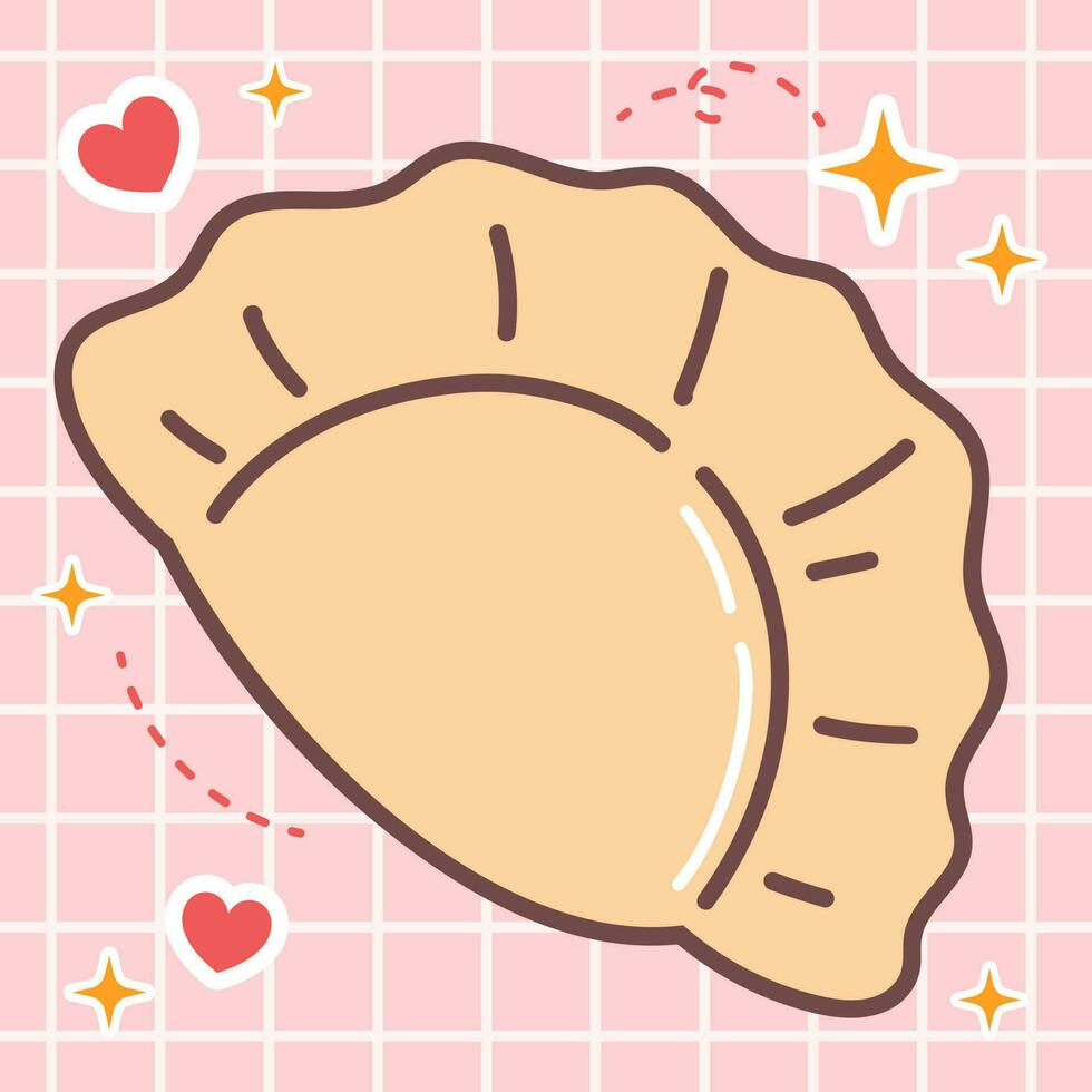 kawaii Essen von asiatisch Knödel dimsum. Vektor Hand gezeichnet süß Karikatur Illustration Logo Symbol. Japan Anime, Manga Stil Konzept Design