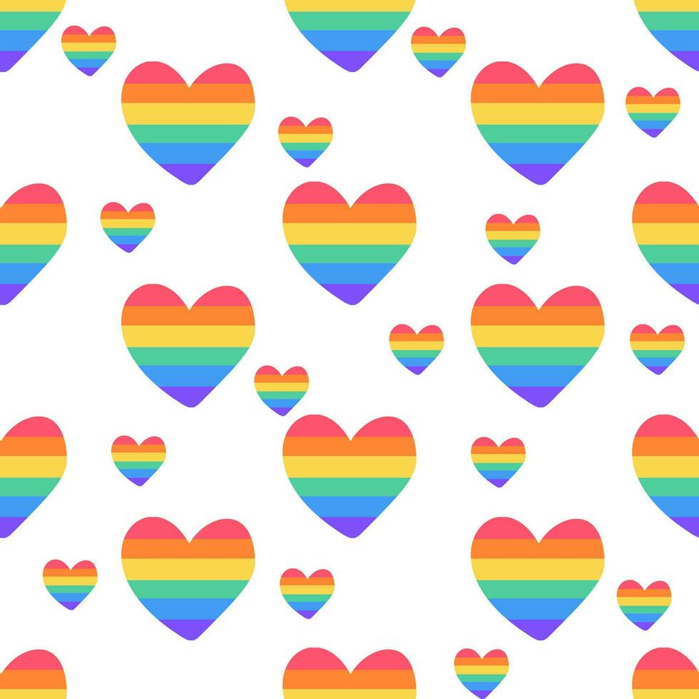 hjärtan med regnbåge, sömlös mönster. HBTQ rättigheter symbol. HBTQ gemenskap koncept.gay stolthet månad firande vektor