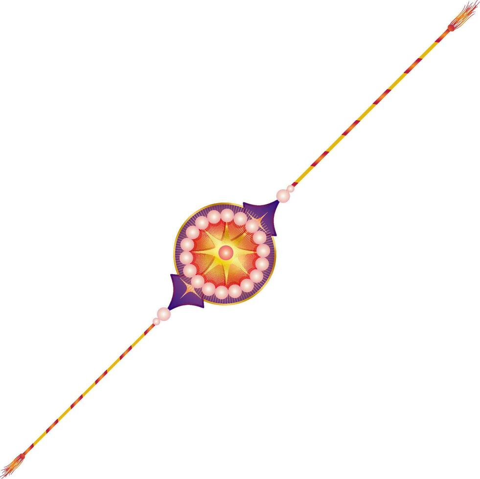 Perle dekoriert schön Rakhi Armband auf Weiß Hintergrund. vektor
