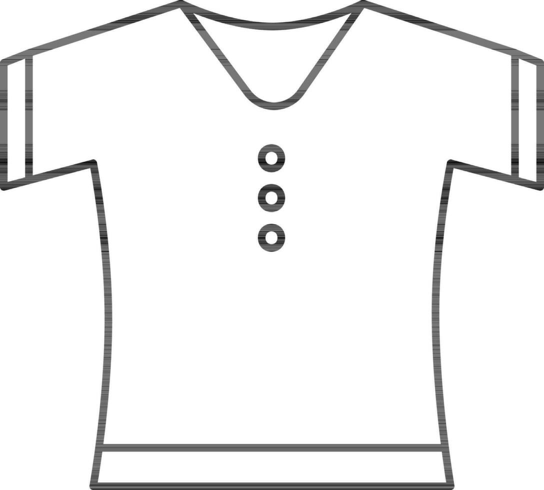 Illustration von T-Shirt Symbol im schwarz Linie Kunst. vektor