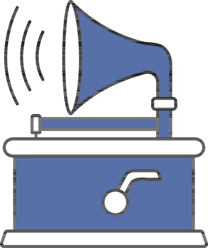 Vektor Illustration von Grammophon im Blau und Weiß Farbe.