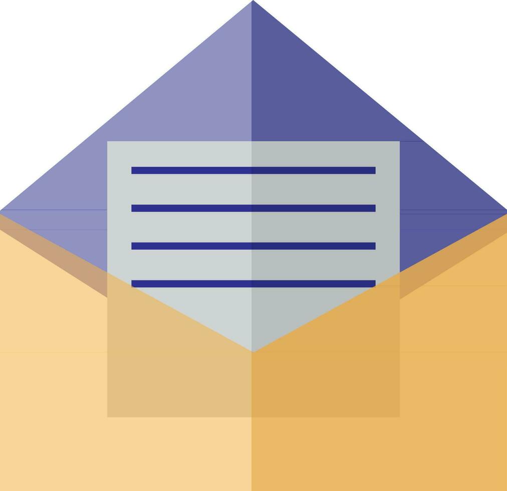 Briefumschlag Symbol mit Brief im Hälfte Schatten zum Büro Konzept. vektor