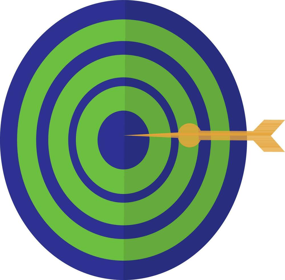 Dartscheibe Symbol mit Pfeil im Hälfte Schatten zum Ziel Leistung. vektor