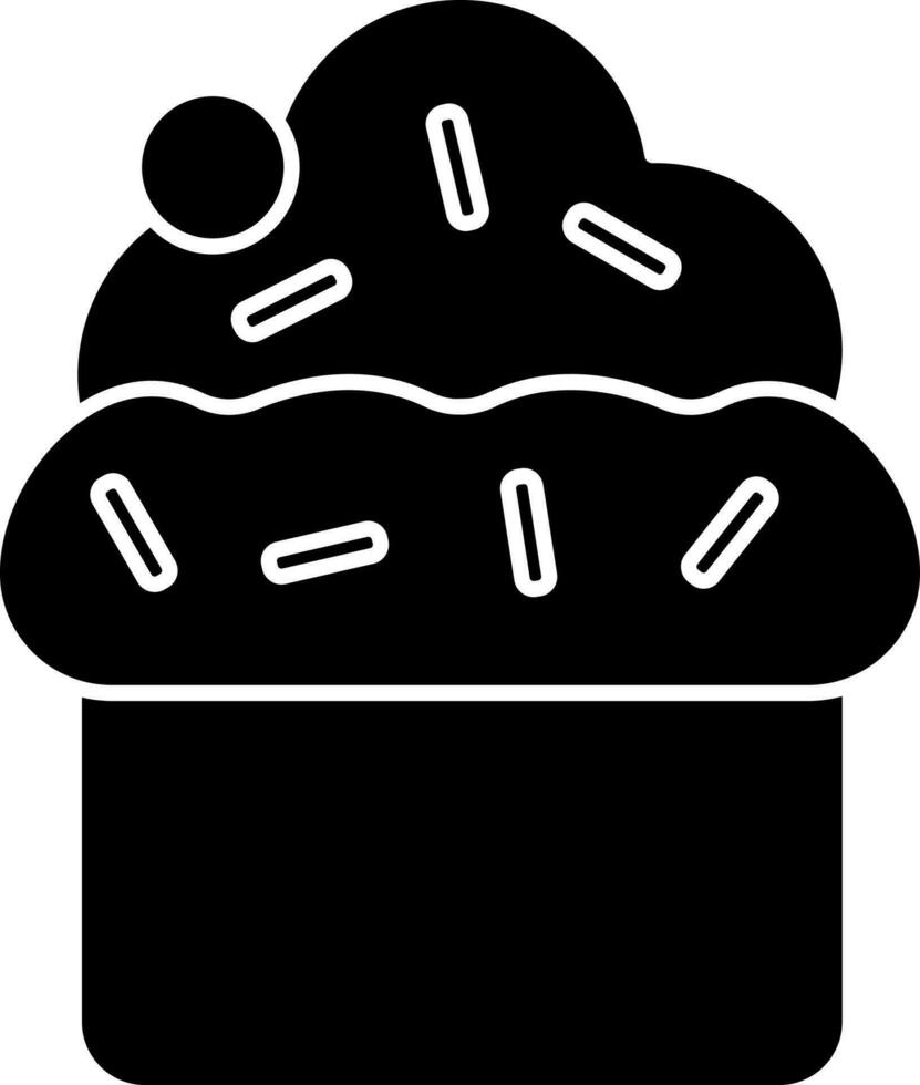 Cupcake Symbol im schwarz und Weiß Farbe. vektor