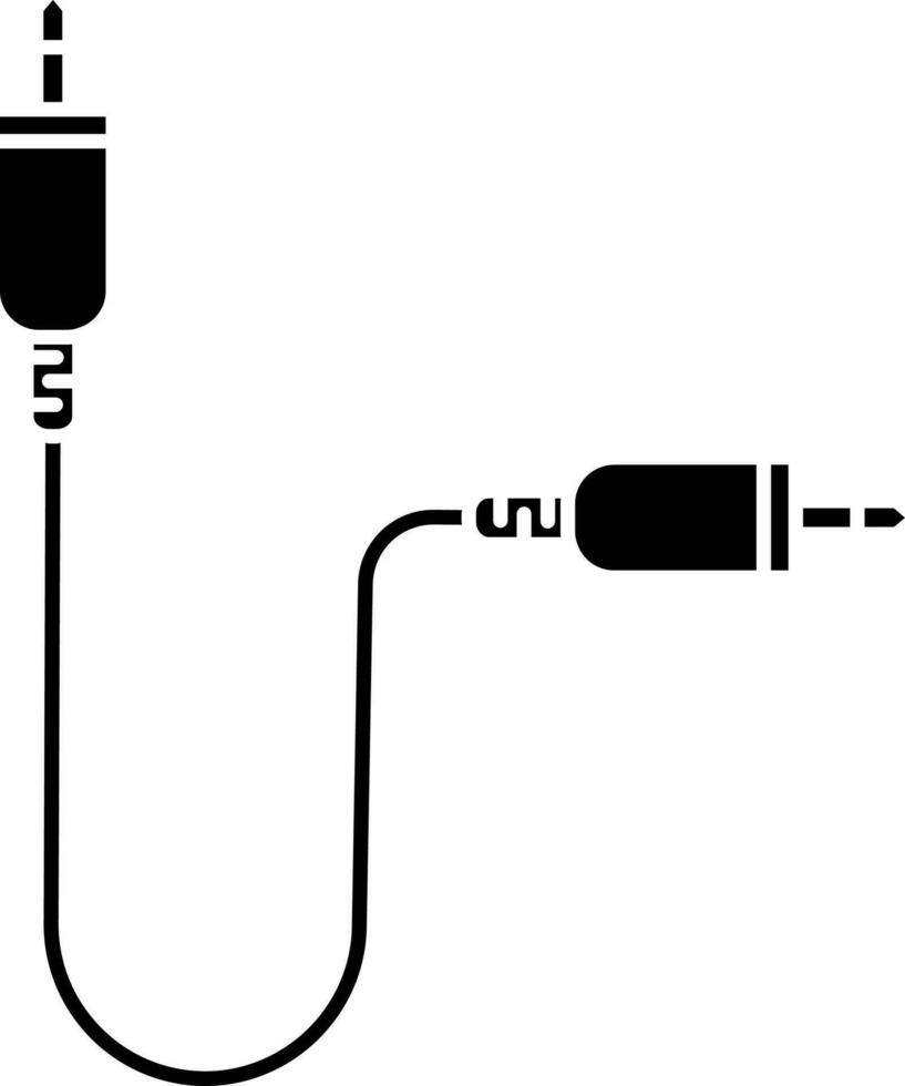 audio kabel- ikon eller symbol i svart och vit Färg. vektor