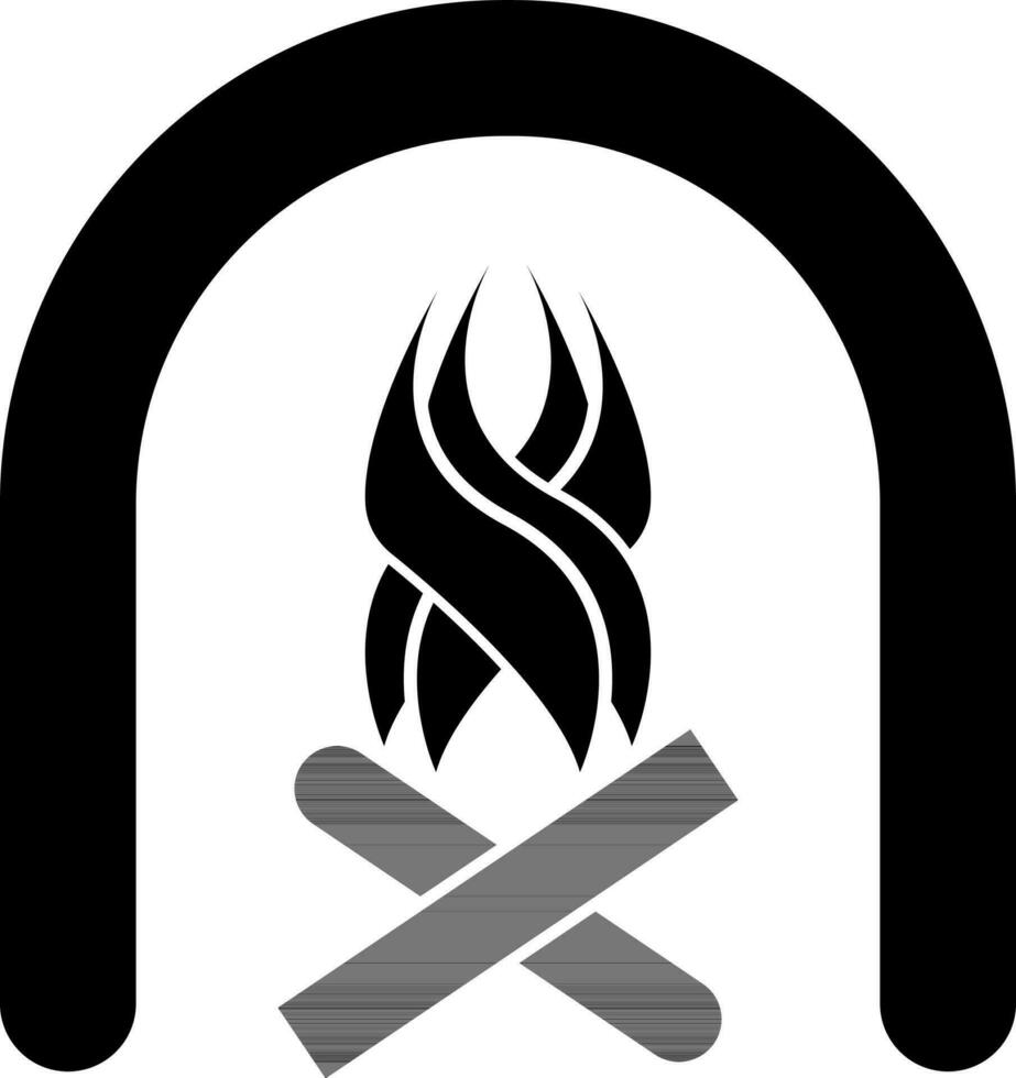 Feuer Platz oder Lagerfeuer Symbol im eben Stil. vektor
