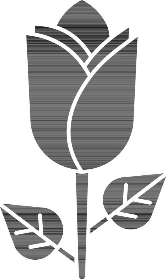 platt stil blomma ikon i svart och vit Färg. vektor