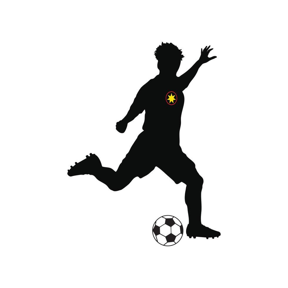 Fußball Fußball Spieler Silhouette Mann im Aktion Weiß Hintergrund. Vektor Illustration