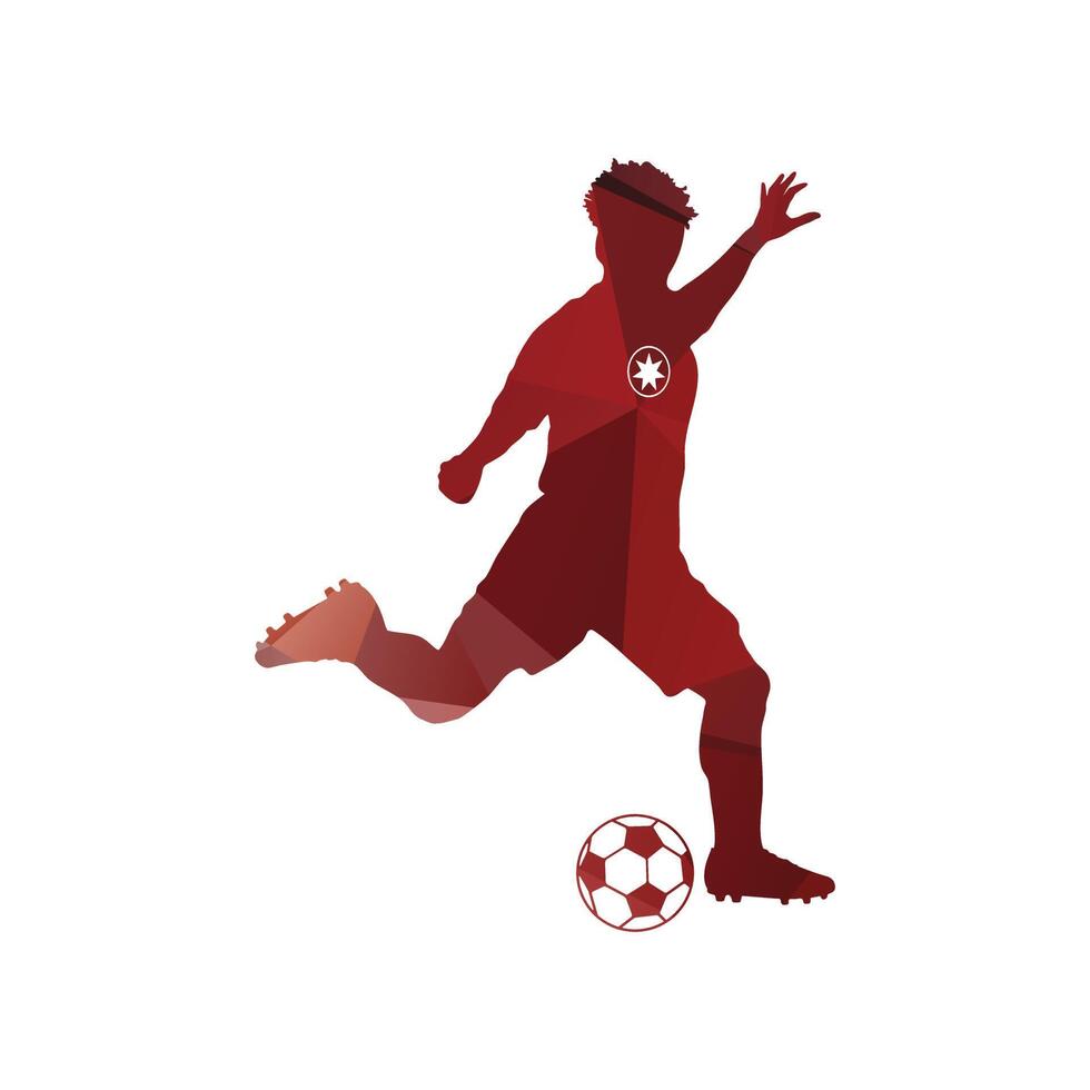 fotboll fotboll spelare silhuett man i verkan vit bakgrund. vektor illustration