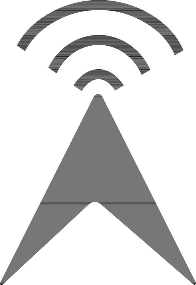 Navigation Geographisches Positionierungs System Pfeil Symbol mit W-lan unterzeichnen. vektor