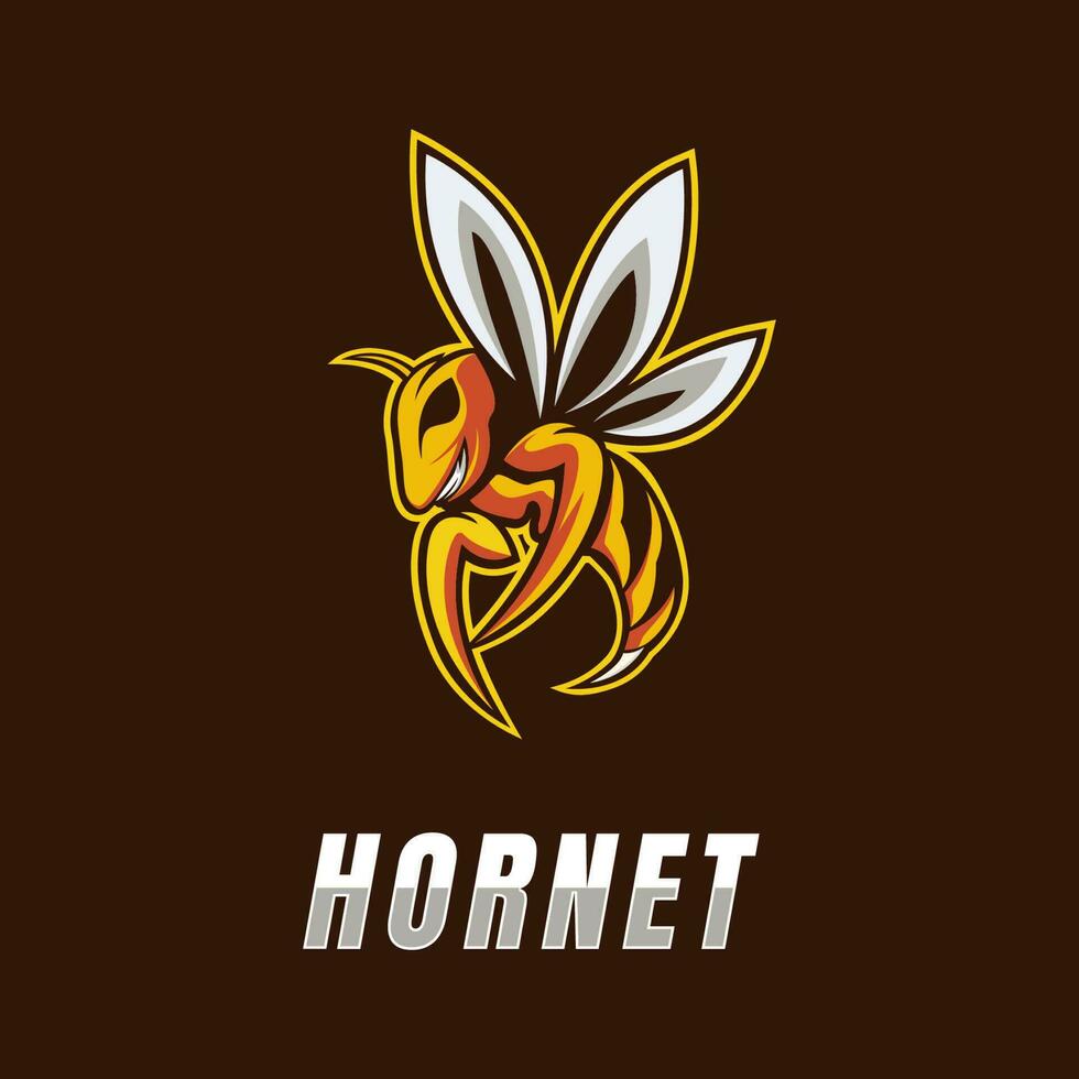 bienen- oder hornissenmaskottchen-logo, bienen- oder hornissen-e-sport-logo-vorlage vektor