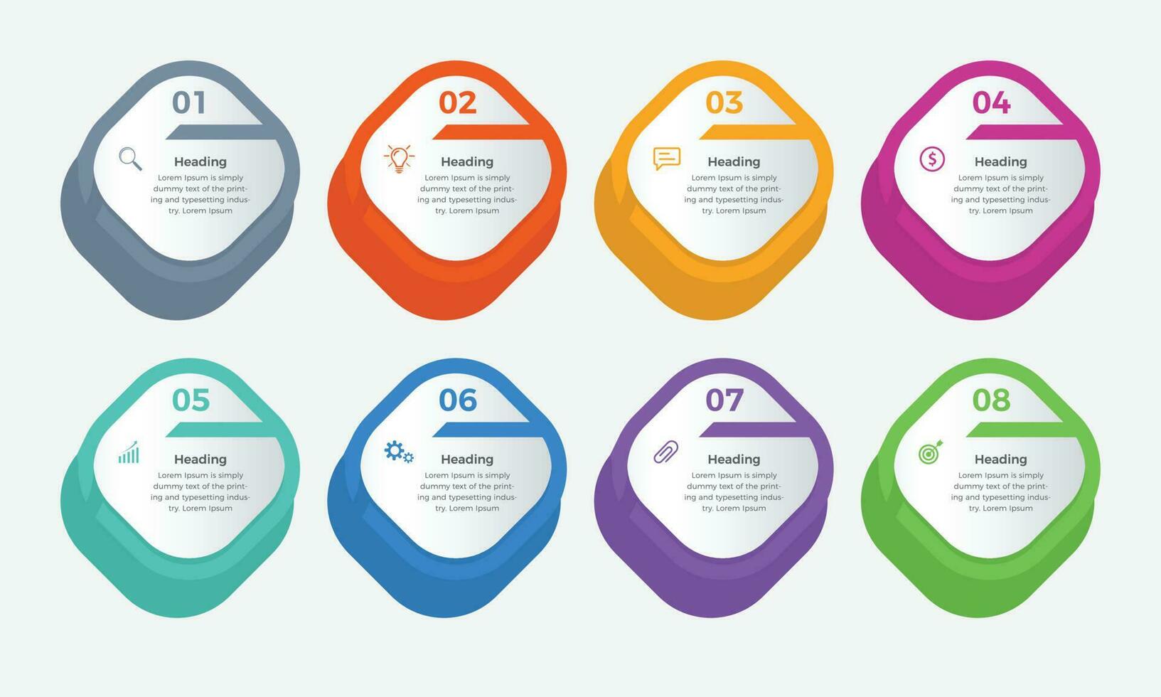 minimal Geschäft Infografiken Vorlage. Vektor Infografik mit acht modern in Verbindung gebracht Elemente. es können Sein benutzt zum Präsentation