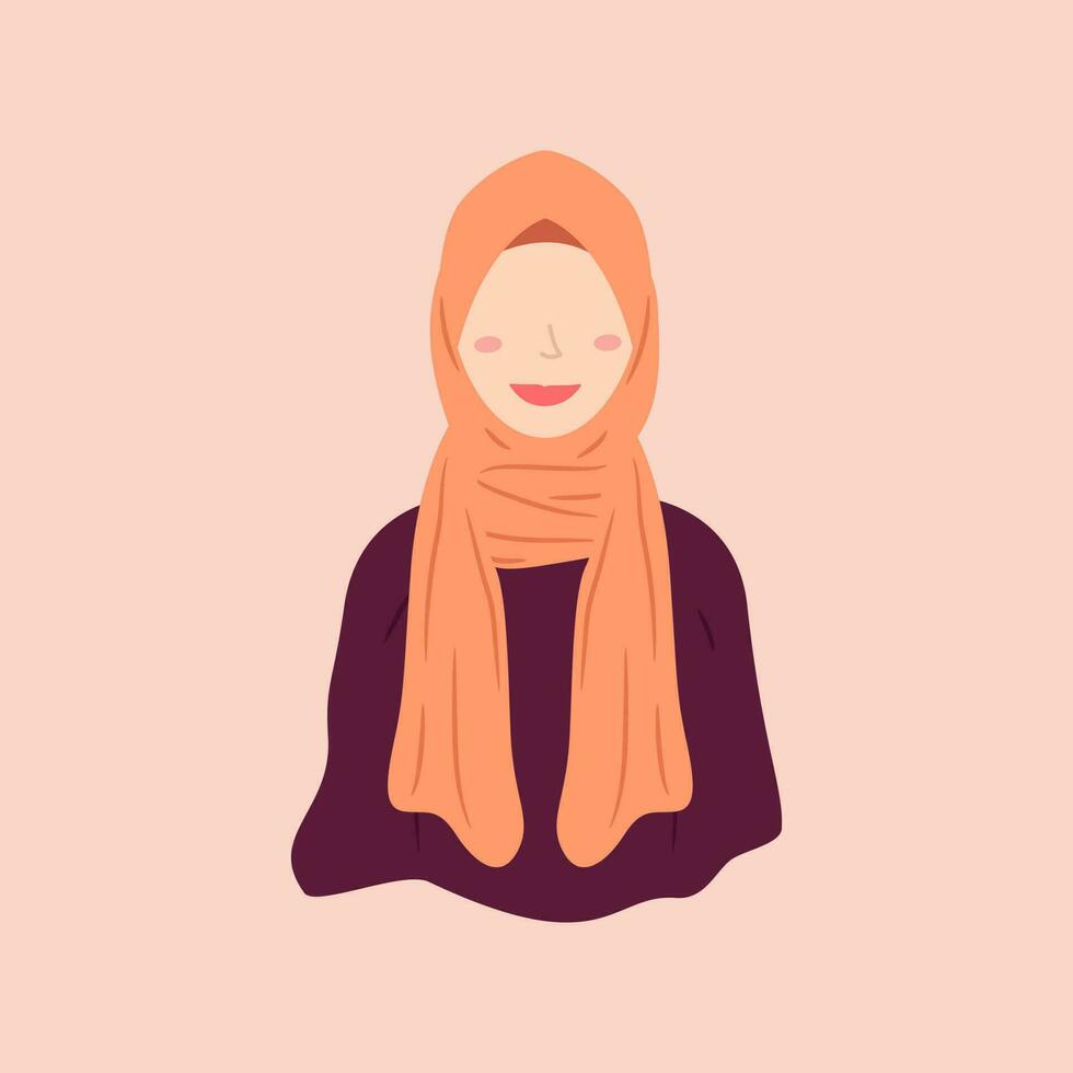 kvinna karaktär mönster bär hijab i trendig, populär och modern stilar. olika avatars av muslim kvinna tecken är lämplig för de behov av islamic grafisk element. vektor design