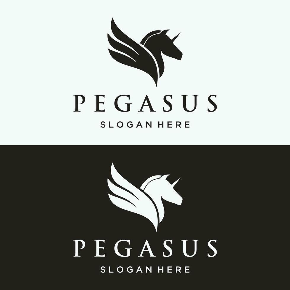 enkel bevingad häst eller pegasus logotyp mall design med kreativ aning. vektor