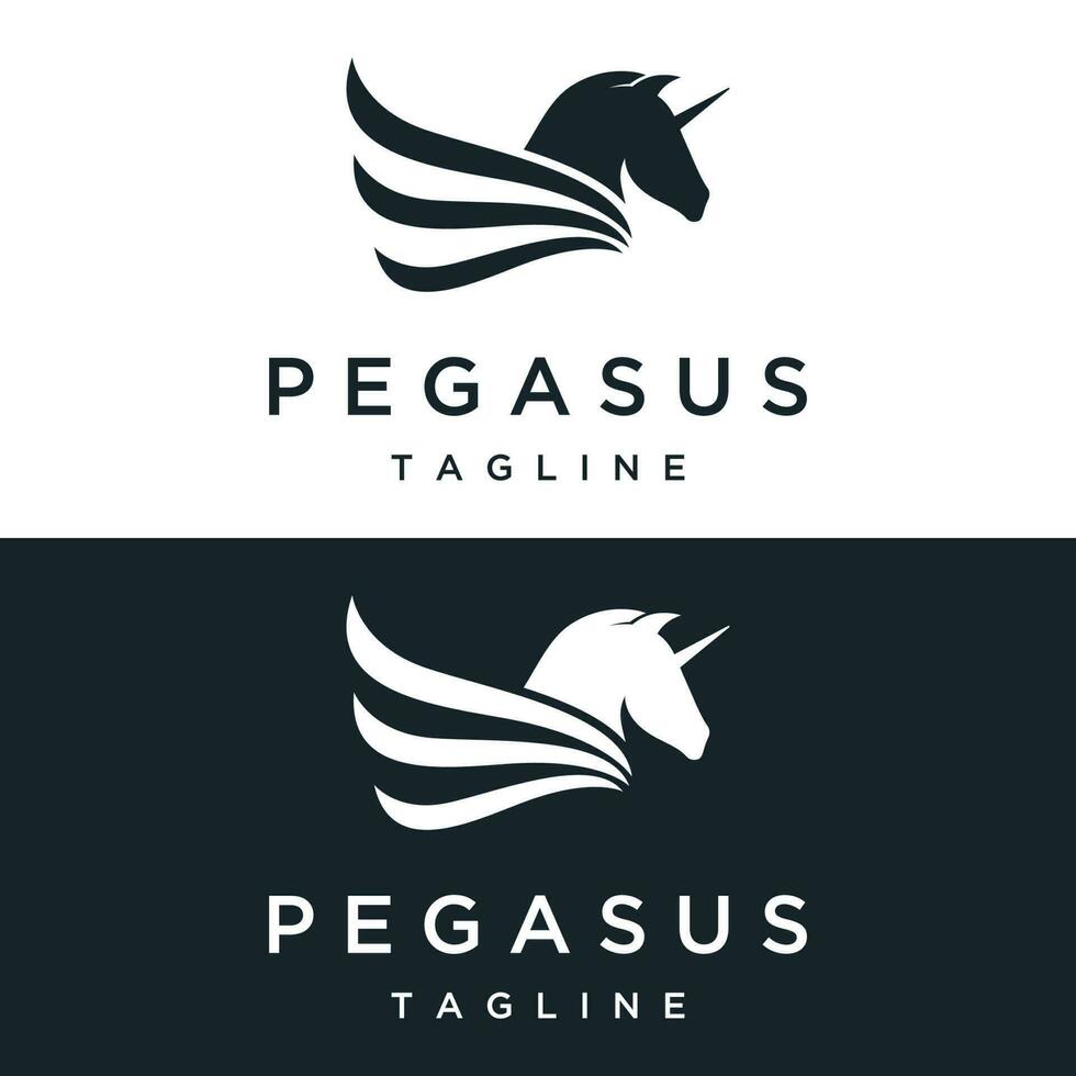 enkel bevingad häst eller pegasus logotyp mall design med kreativ aning. vektor