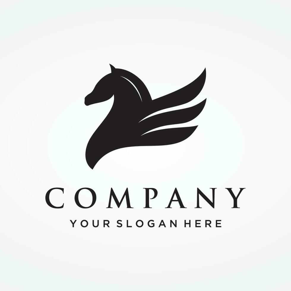 einfach geflügelt Pferd oder Pegasus Logo Vorlage Design mit kreativ Idee. vektor
