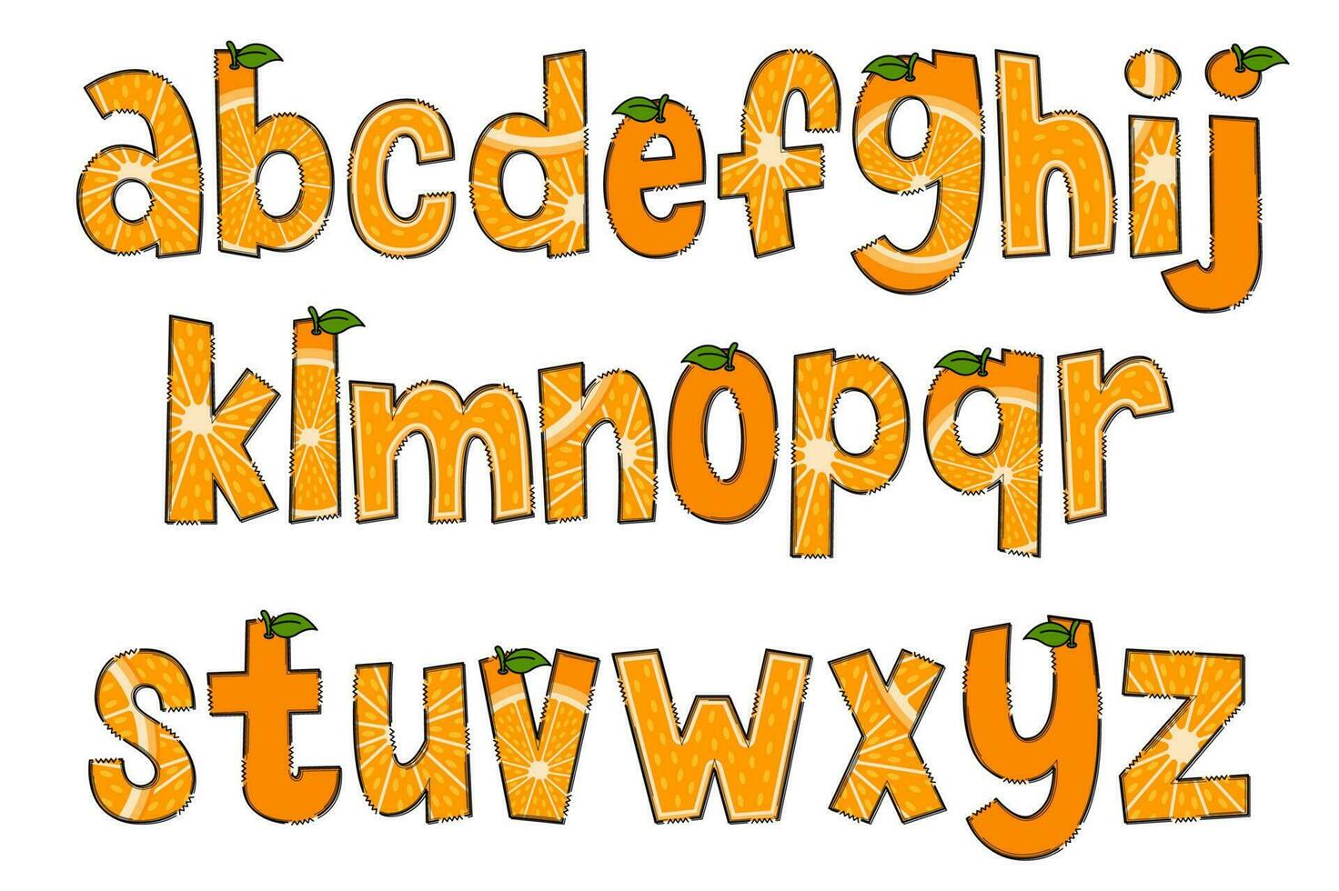 handgjord orange brev. Färg kreativ konst typografisk design vektor