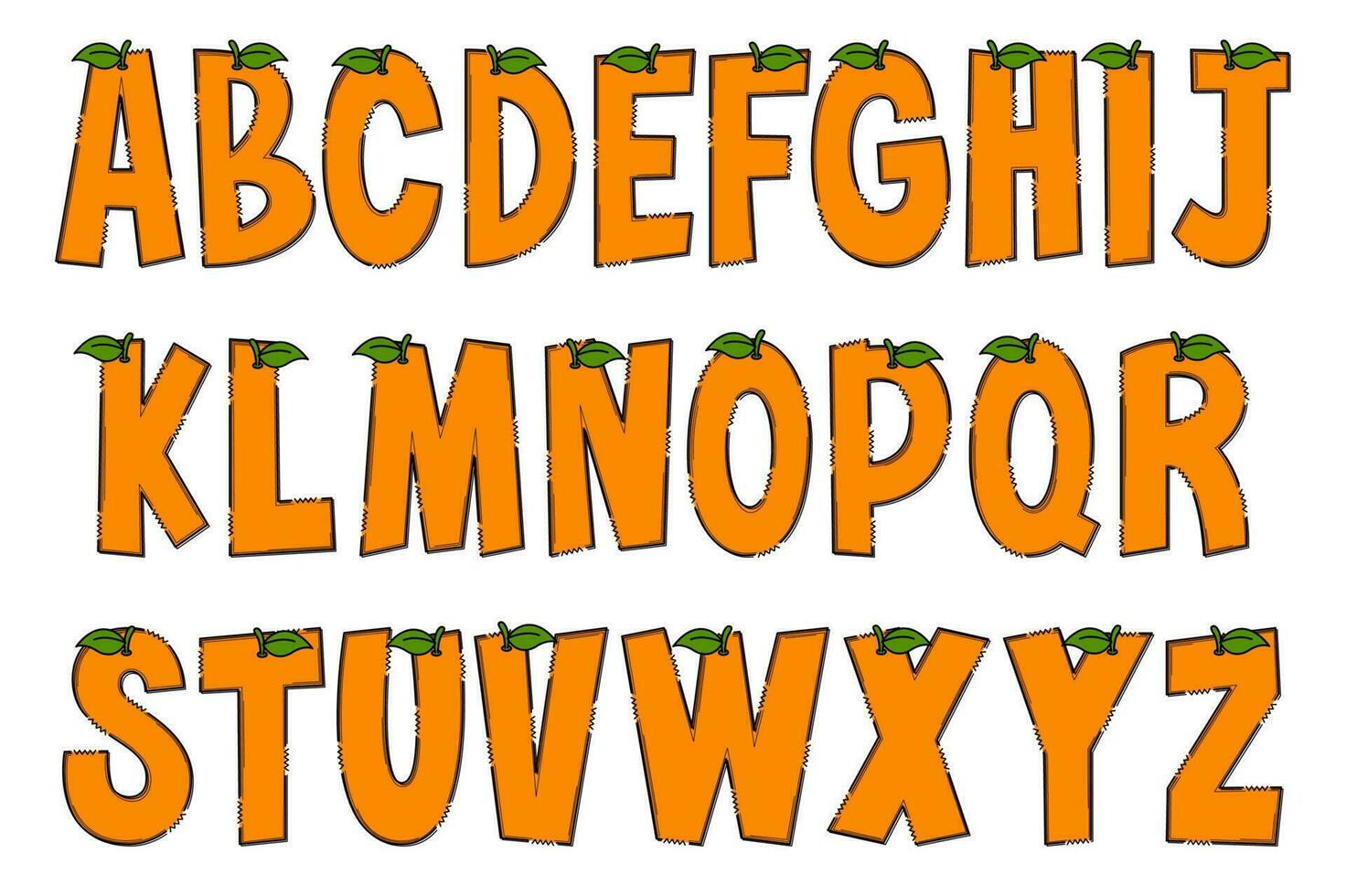 handgjord orange brev. Färg kreativ konst typografisk design vektor