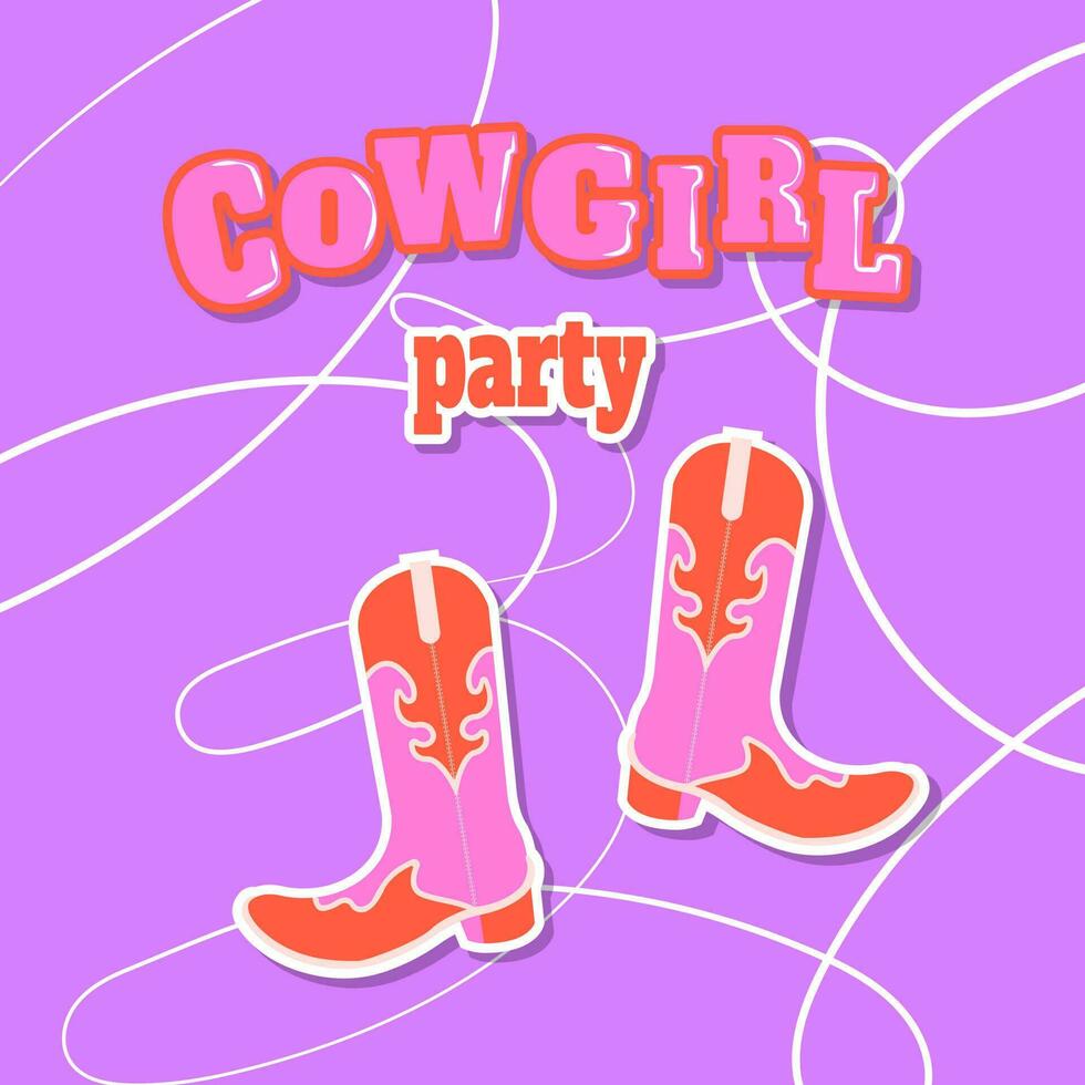 cowboy cowgirl fest kort mall retro vild väst fest inbjudan vektor