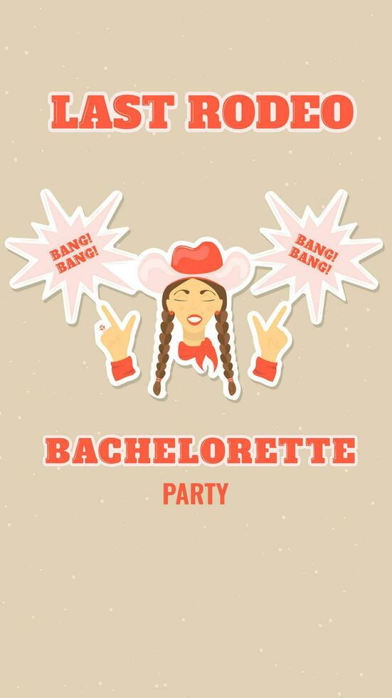 Geschichte Vorlage wild Westen Bachelorette Party Einladung Mädchen mit Zöpfe im Cowboy Hut vektor