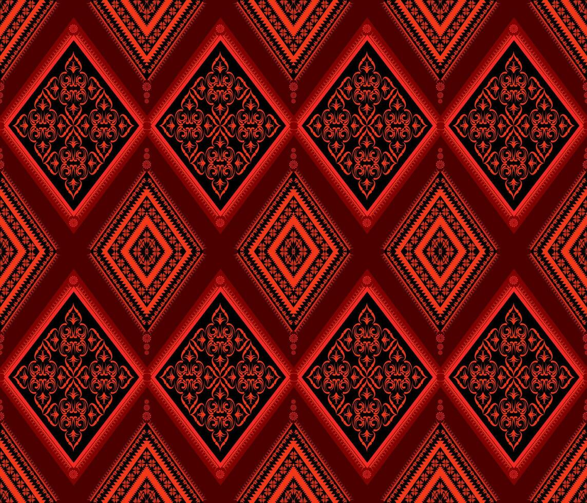 emblem etnisk folk geometrisk sömlös mönster i röd och svart vektor