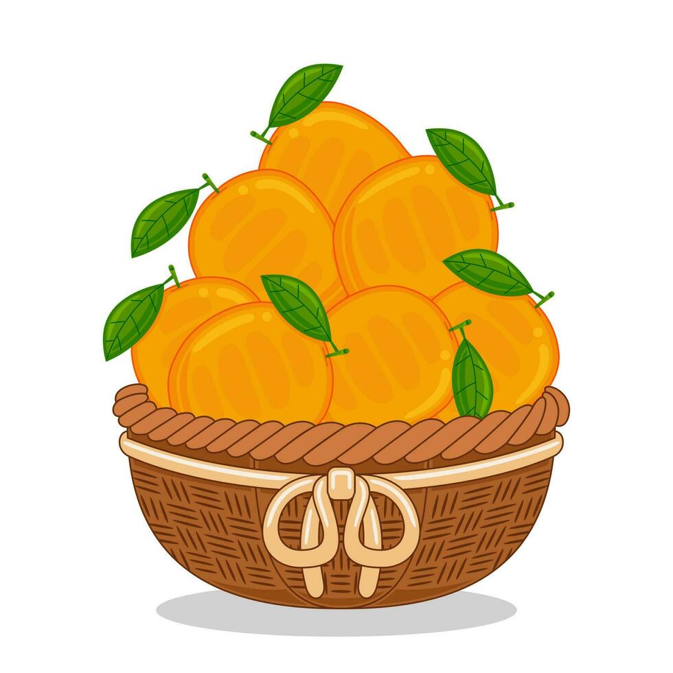 mango frukt i korg vektor illustration