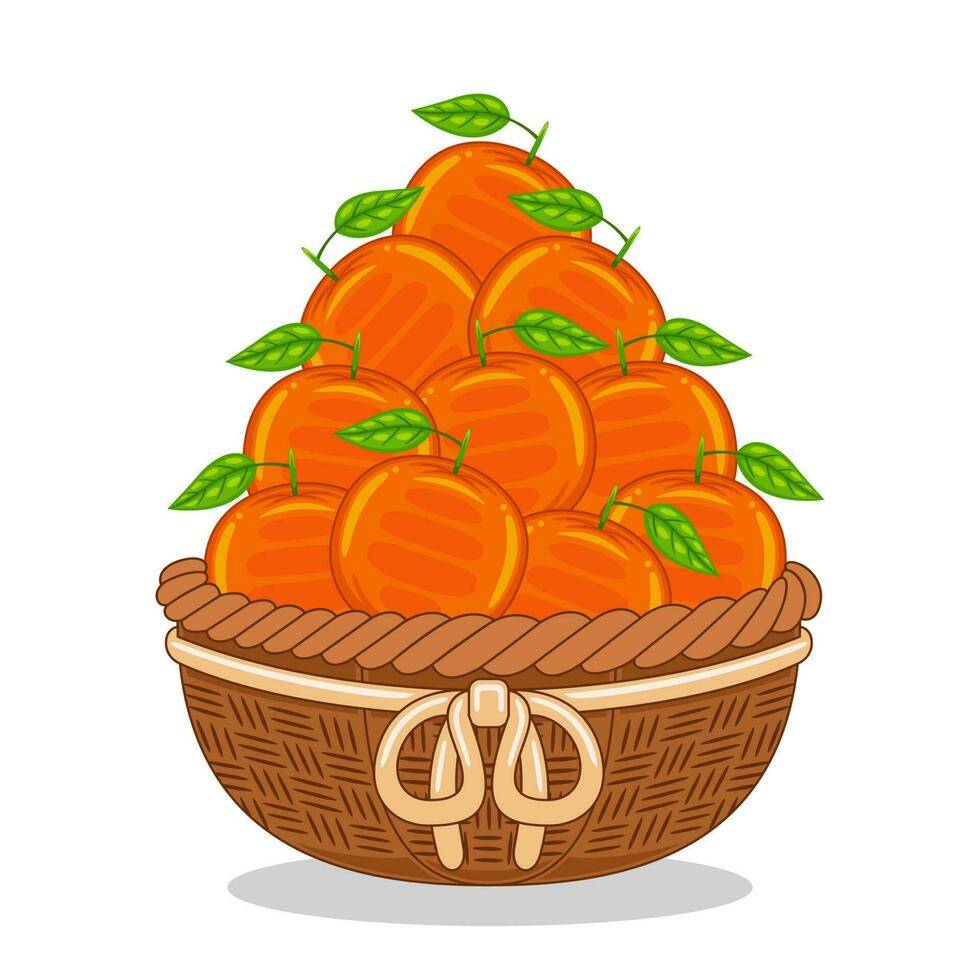 orange frukt i korg vektor illustration