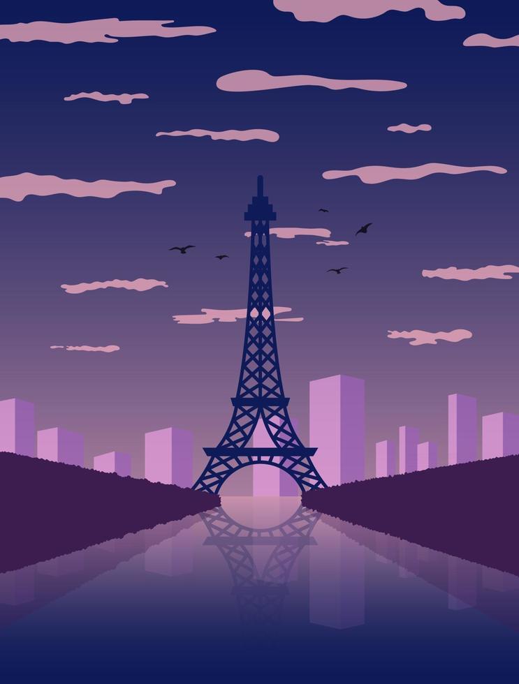 flache Stadtbildlandschaft des Eiffelturms vektor