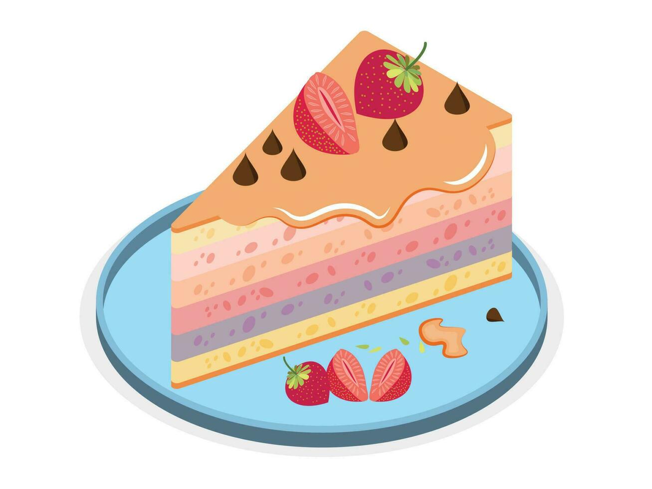jordgubb kaka paj i en tallrik ikon vektor