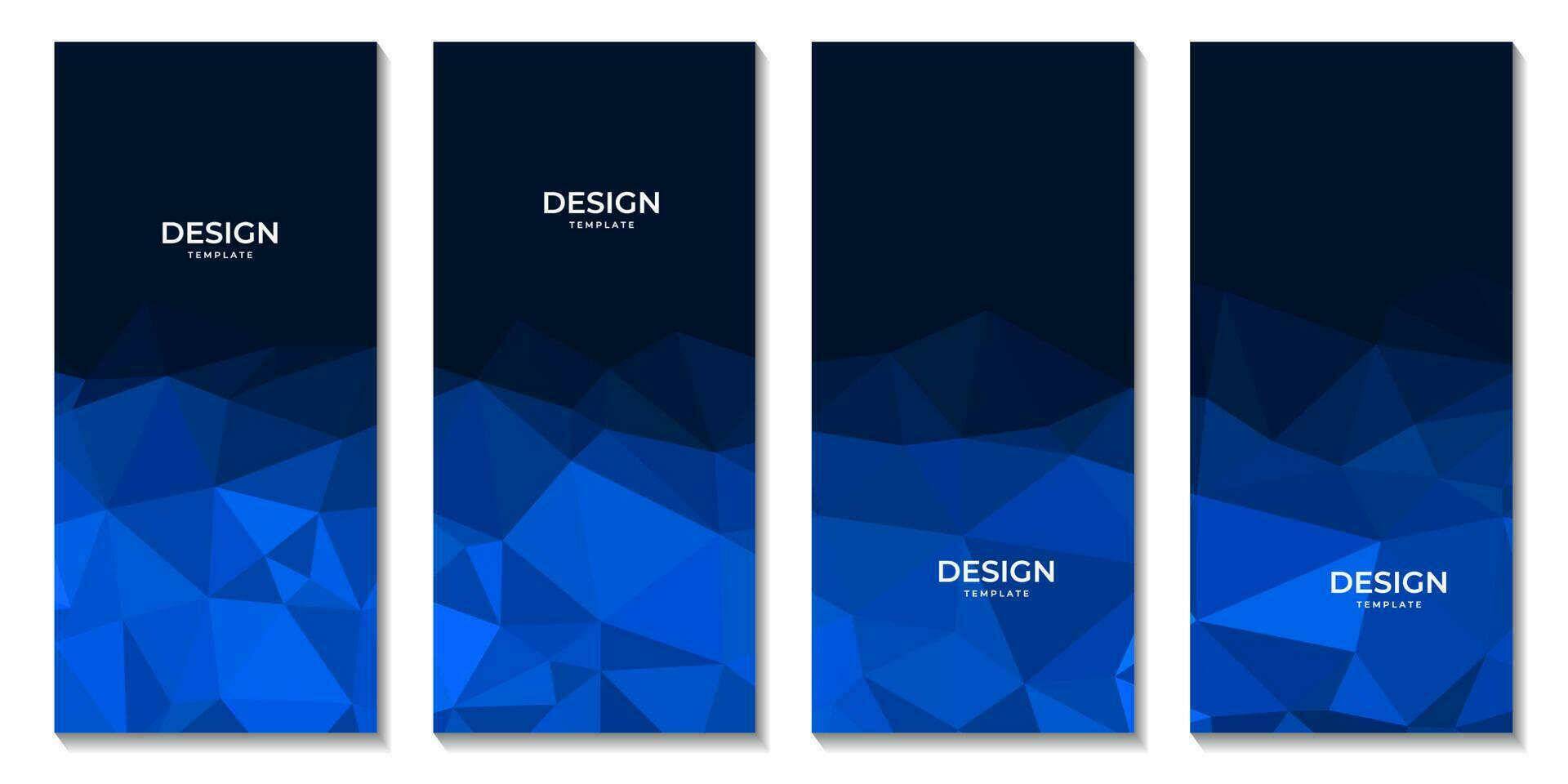 uppsättning av broschyrer abstrakt blå geometrisk bakgrund med trianglar och Plats för text vektor