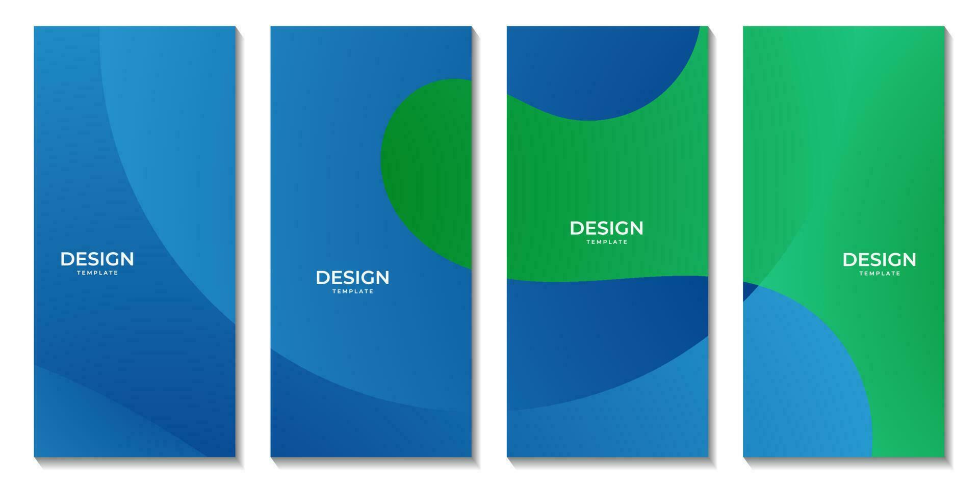 uppsättning av broschyrer abstrakt grön och blå bakgrund med vågor vektor