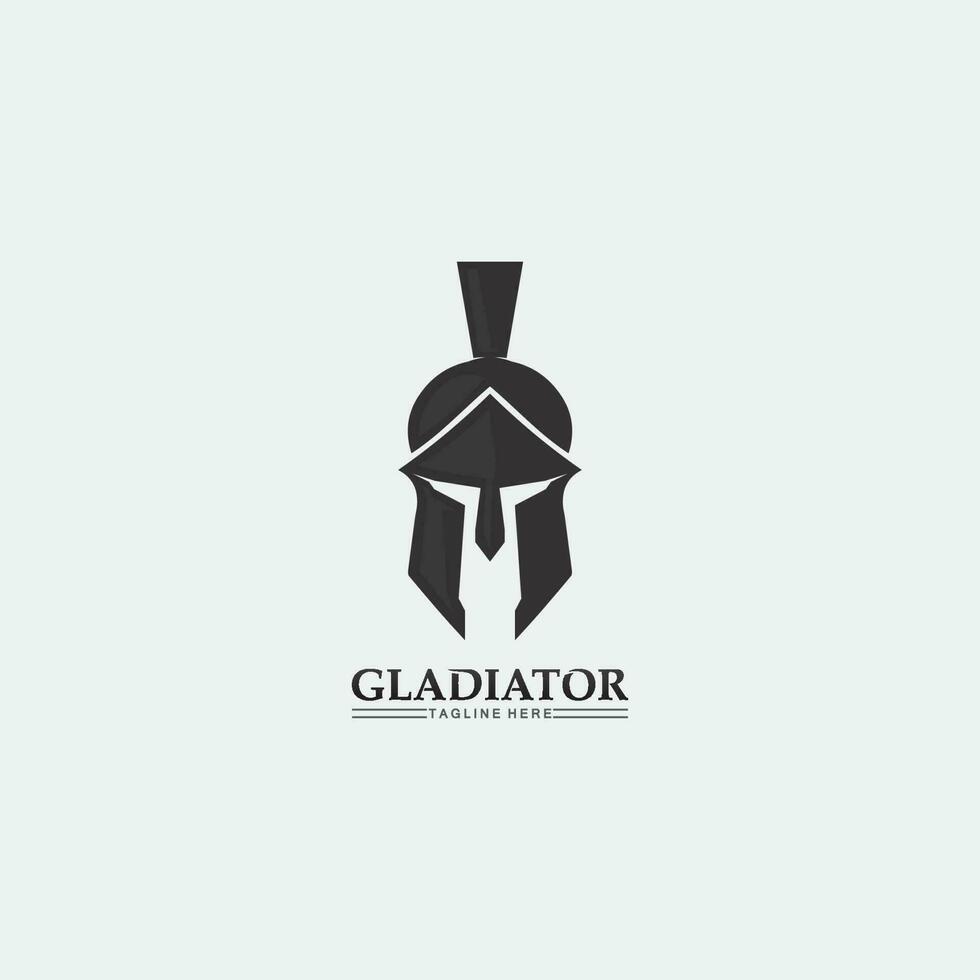 spartansk hjälm, gladiator logotyp mall vektor ikon design, huvud ikon krigare, soldat