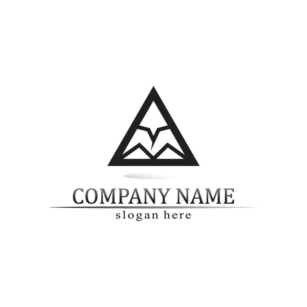 triangel pyramid logotypdesign och vektorsymbol egyptiska och logotypaffärer vektor