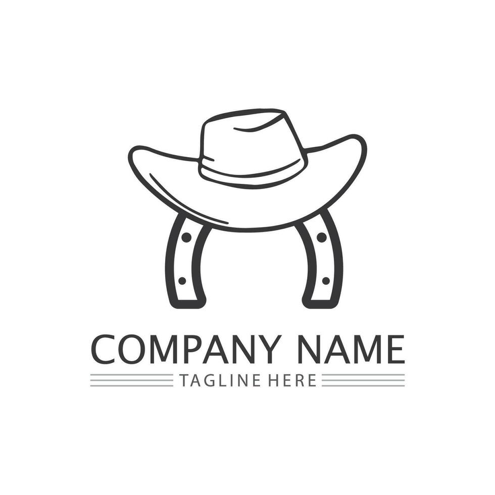 cowboyhatt logotyp ikon vektor designmall
