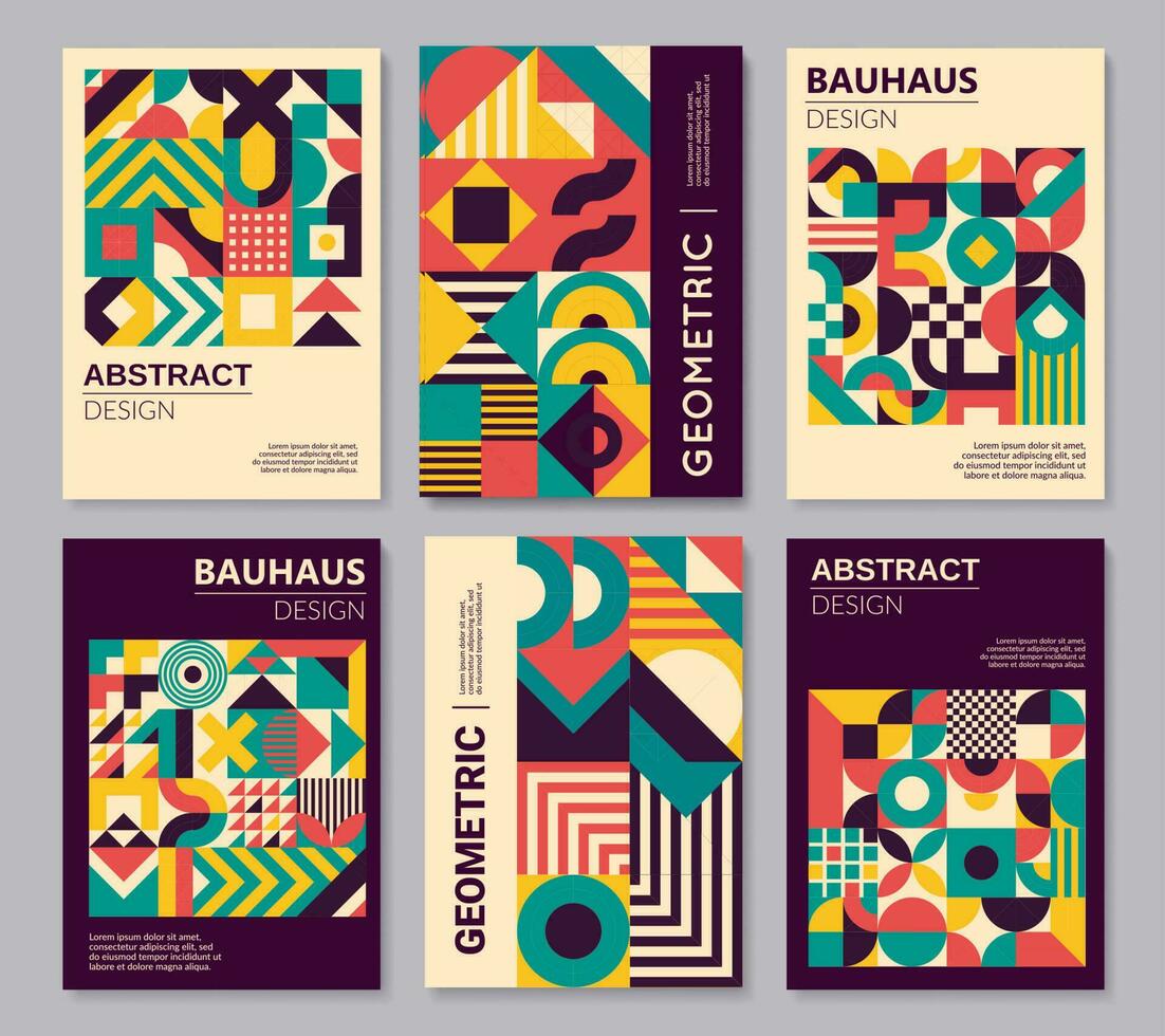 geometrisk bauhaus posters och abstrakt mönster vektor