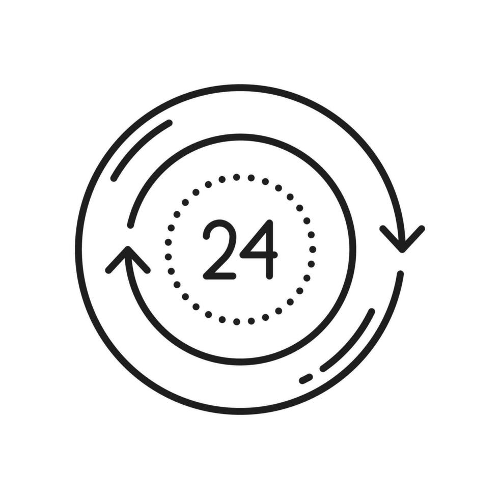 24 timmar leverans service ikon. översikt timer vektor