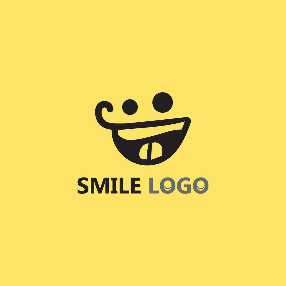 Lächeln-Symbol, Lächeln, Logo-Vektor-Design glückliches Emoticon-Geschäft, lustiges Design und Vektor-Emoji-Glück vektor