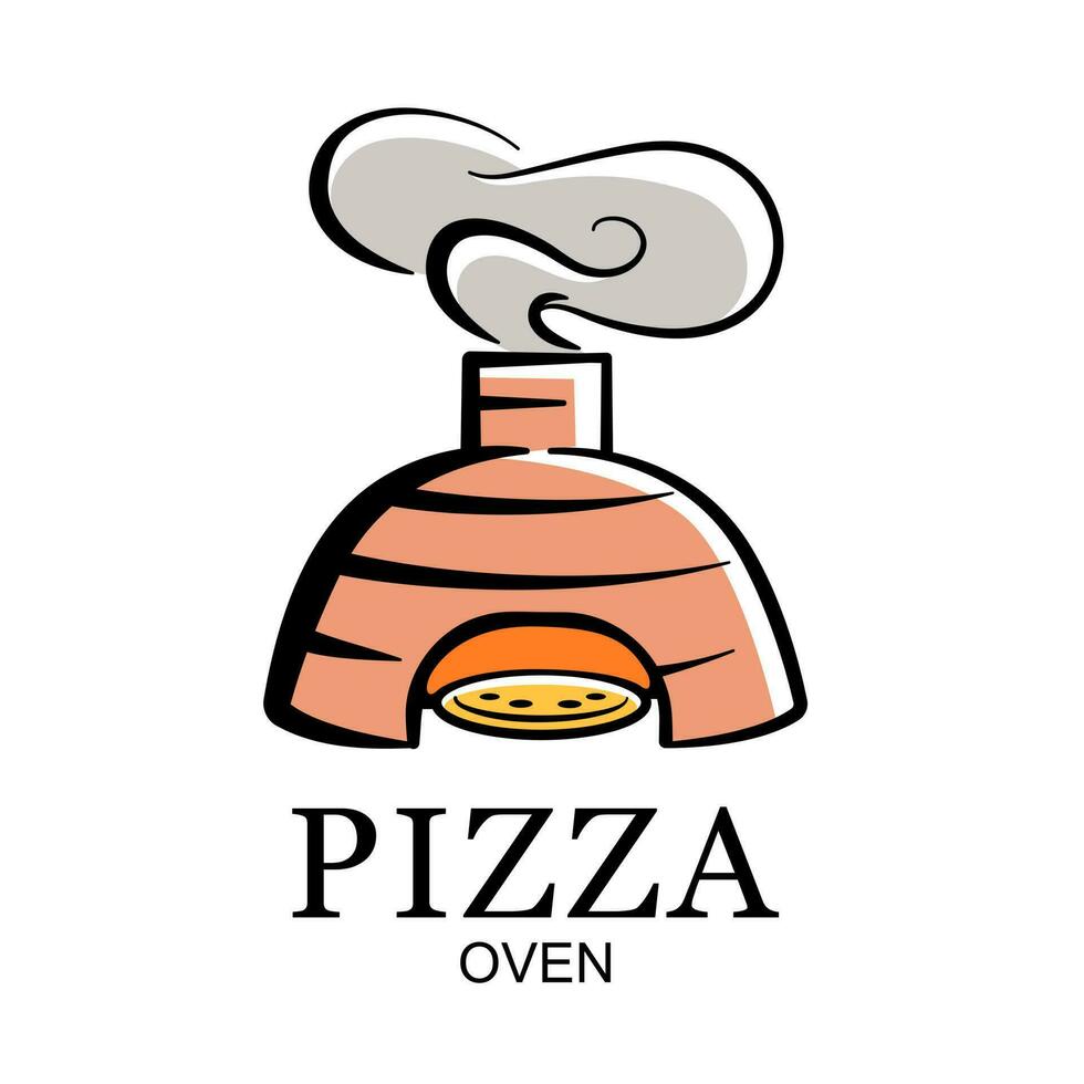 Jahrgang Pizza Ofen Logo, Hand gezeichnet alt gestaltet Pizza Ofen, Vektor