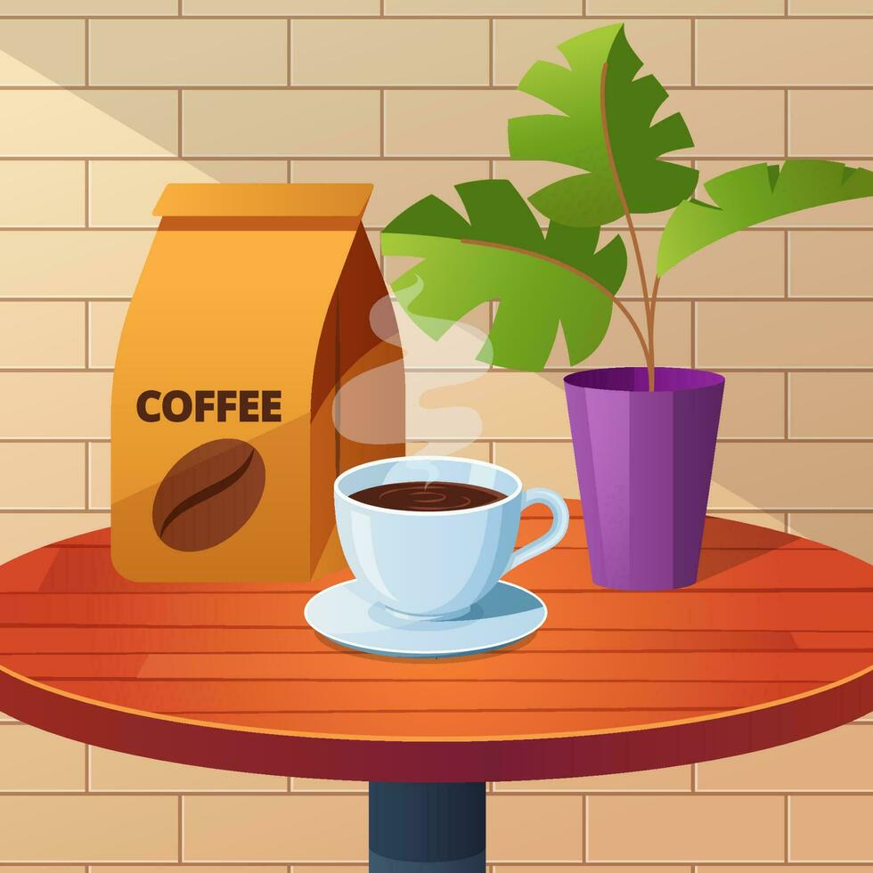 kopp av kaffe på de tabell vektor