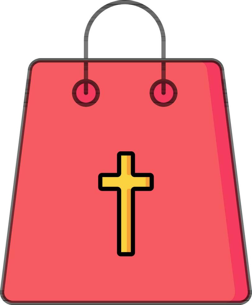 Christian Symbol auf rot tragen oder Einkaufen Tasche Symbol. vektor