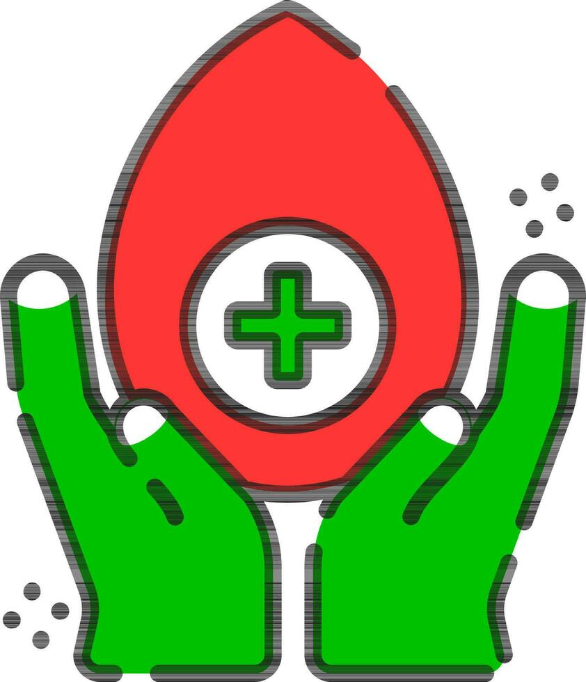 blod donera ikon i röd och grön Färg. vektor