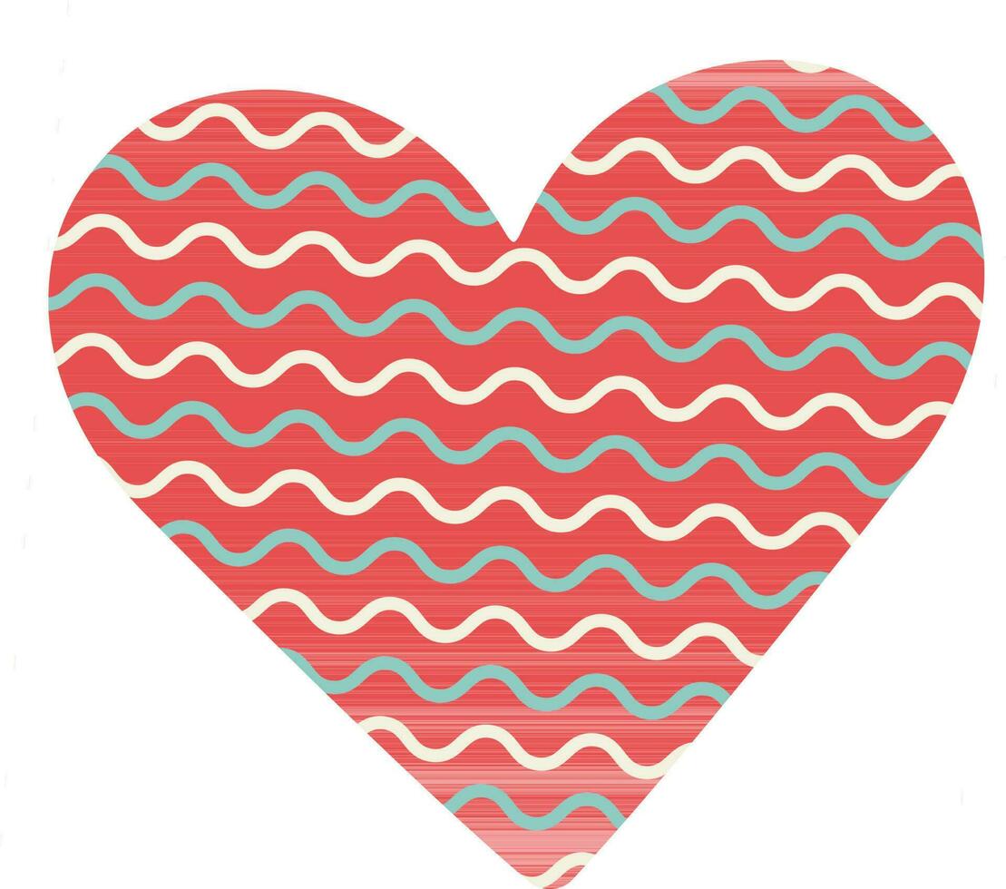 Welle Muster Linien dekoriert Herz im rot Farbe. vektor