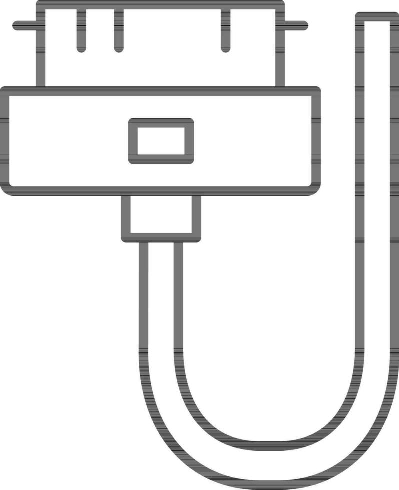 linje konst uSB kabel- kontakt ikon i platt stil. vektor
