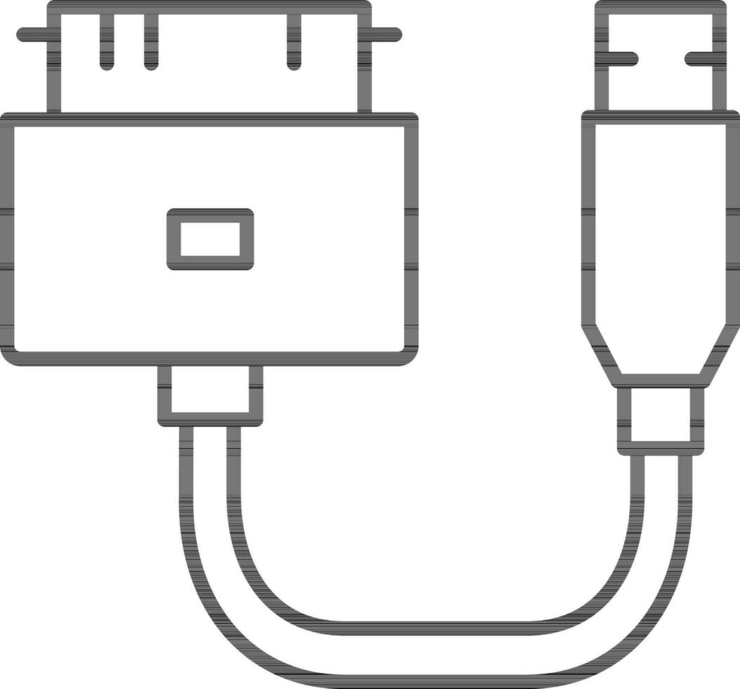 linje konst illustration av två sida uSB kabel- ikon. vektor