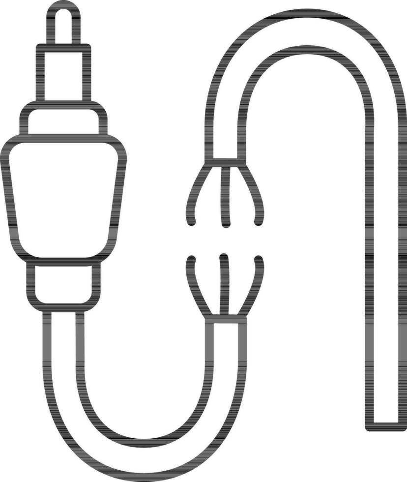 Linie Kunst runden Stift gebrochen Kabel Symbol im eben Stil. vektor