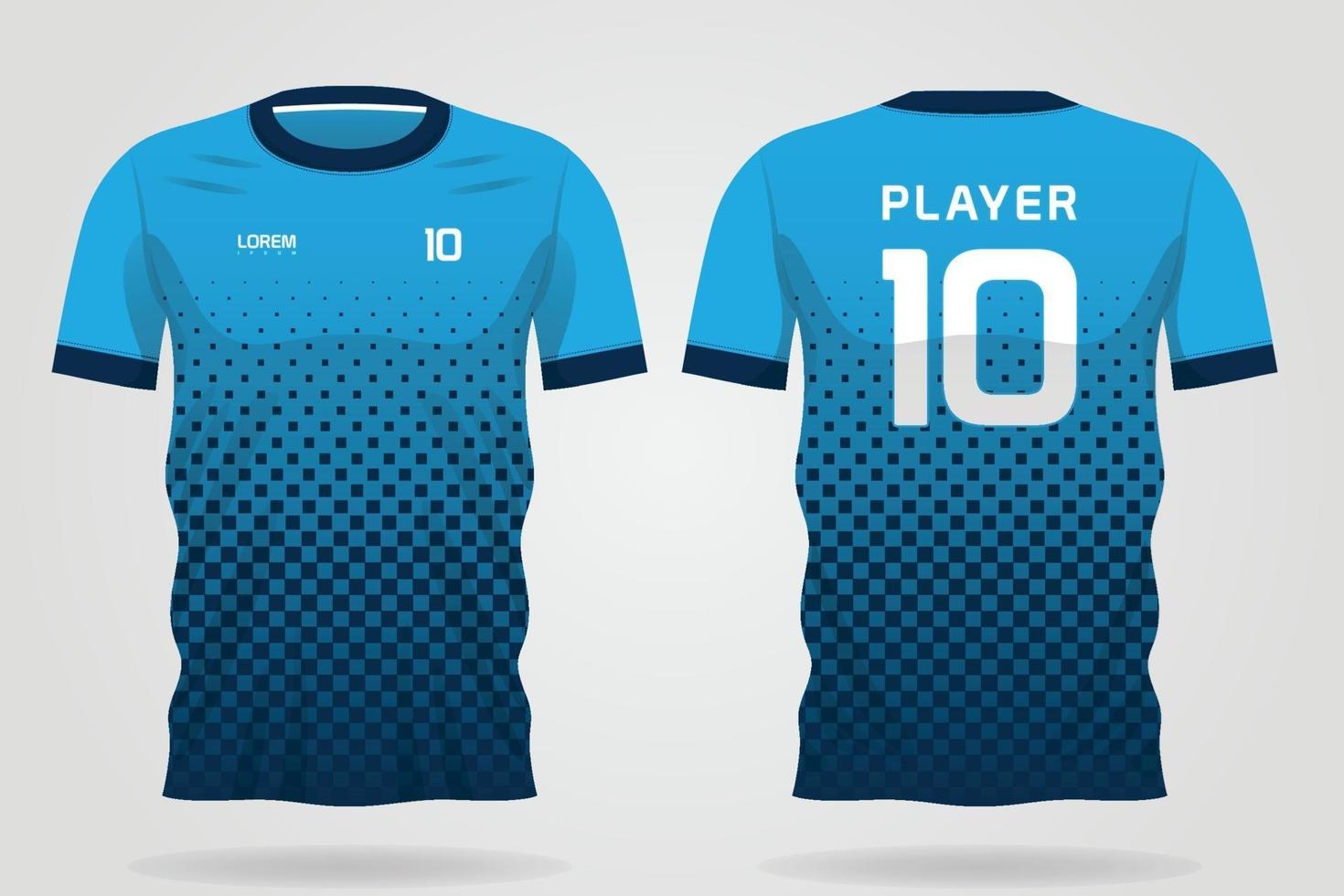 blå sport jersey mall för lag uniformer och fotboll t-shirt design vektor
