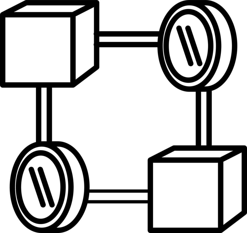 blockchain av kryptovaluta linje ikon i platt stil. vektor