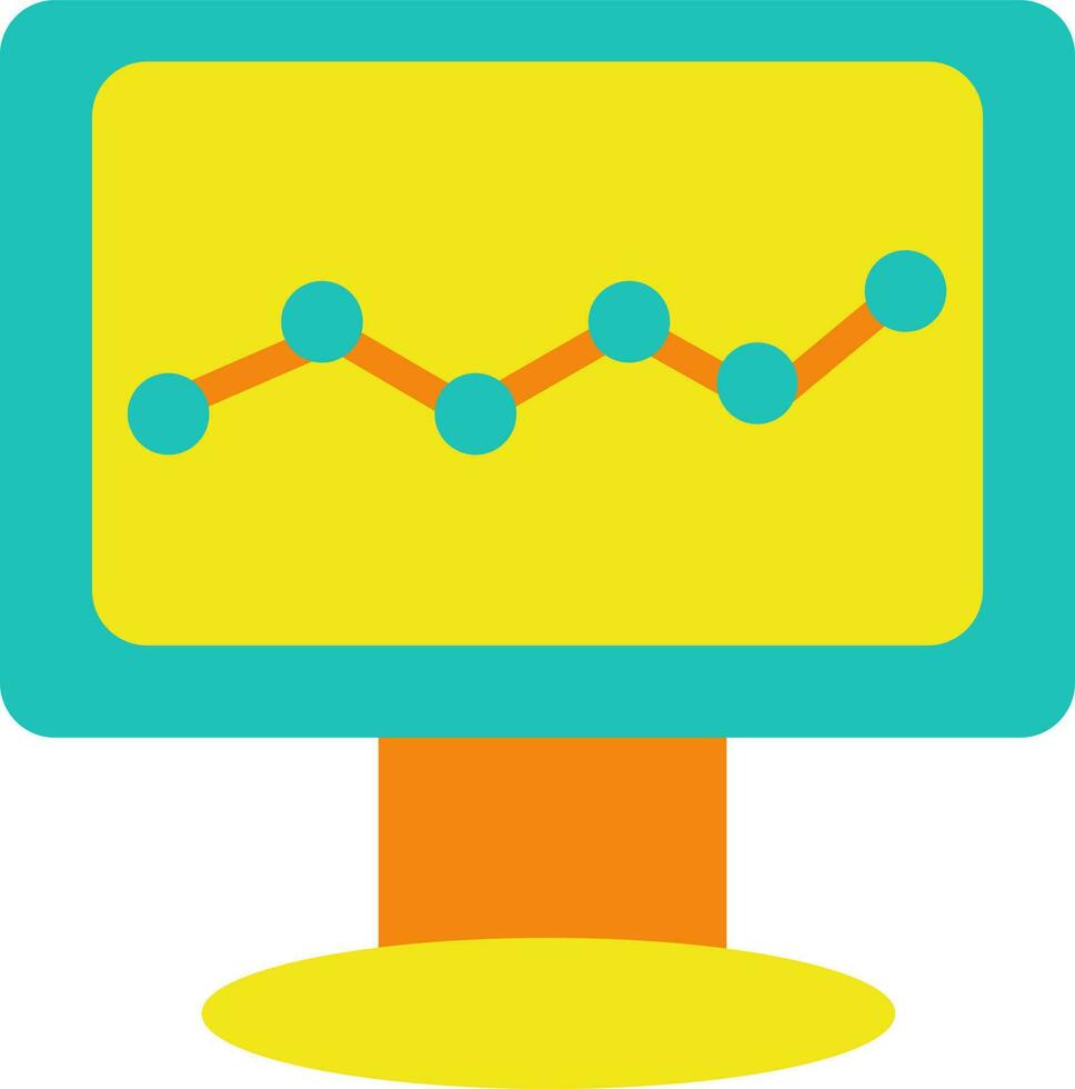 Orange Graph im Grün und Gelb Computer Bildschirm. vektor